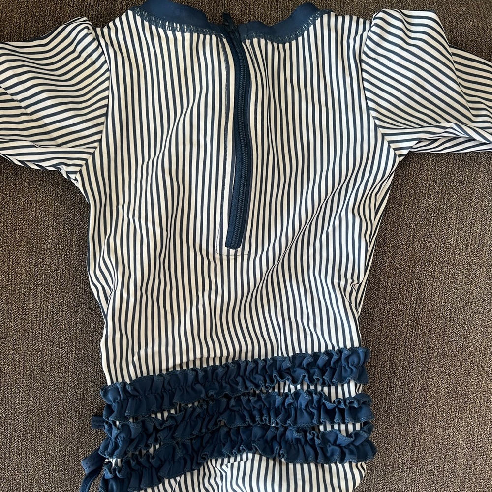 Rufflebutts Navy White Stripe Bathing Suit 12-18 Months - Picture 2 of 5